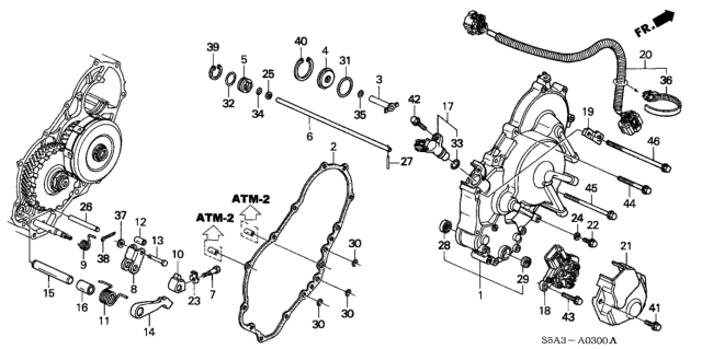 2001 Honda Civic AT Right Side Cover Diagram