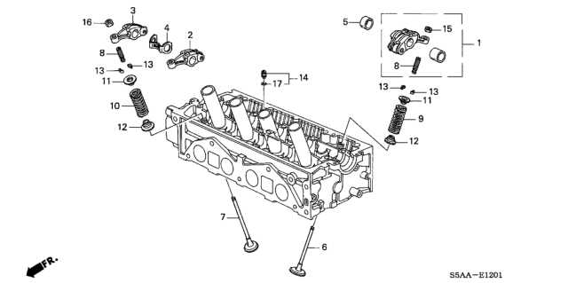 2004 Honda Civic Arm A, Exhuast Rocker Diagram for 14623-PLE-010