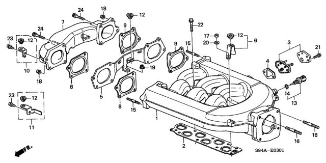 2002 Honda Accord Chamber B, In. Manifold Diagram for 17140-P8A-A10
