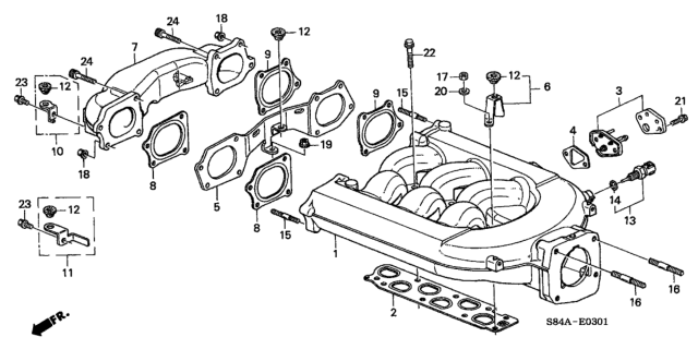 2002 Honda Accord Manifold, Intake Diagram for 17100-P8A-A11