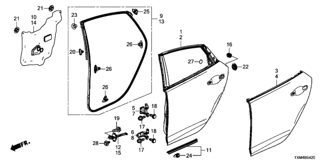 2020 Honda Insight Rear Door Panels Diagram