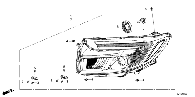 2021 Honda Ridgeline W-HEADLIGHT ASSY-, L Diagram for 33150-T6Z-A01