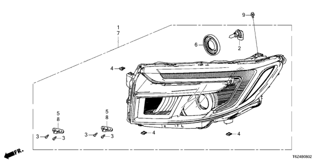 2021 Honda Ridgeline CLIP, L Diagram for 33155-T6Z-A01