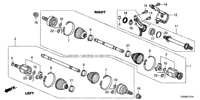 2015 Honda Accord Driveshaft Assembly, Passenger Side Diagram for 44305-T2B-A21