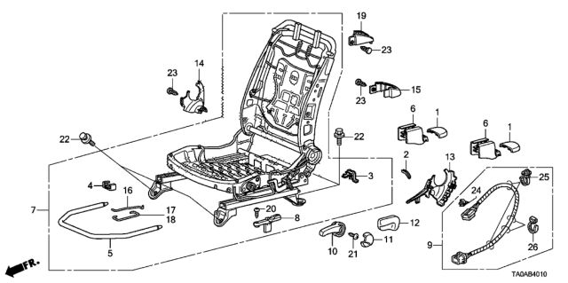 2012 Honda Accord Front Seat Components (Driver Side) (Manual Height) Diagram
