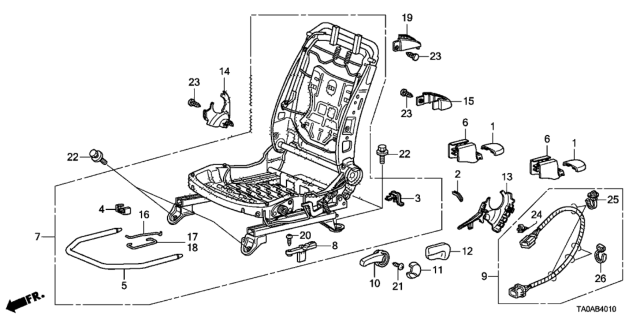 2012 Honda Accord Handle, L. Height Adjuster *YR327L* (PEARL IVORY) Diagram for 81621-TA0-A01ZC