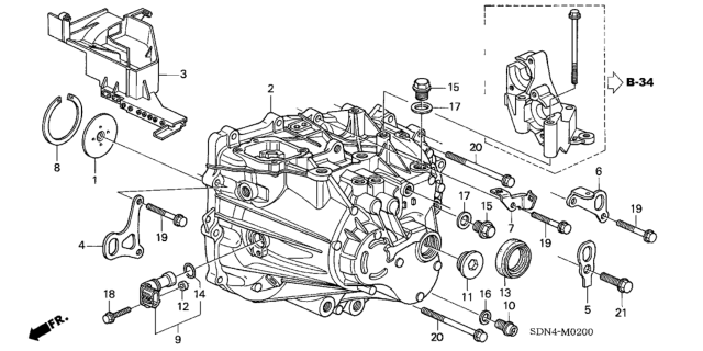 2006 Honda Accord MT Transmission Case (L4) Diagram