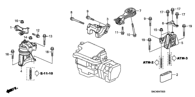 2007 Honda Civic Rubber Assy., Engine Side Mounting Diagram for 50820-SNC-043