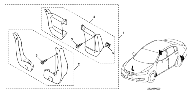 2014 Honda Accord Hybrid 4 Door HYBRID KA CVT Splash Guard Diagram