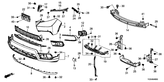 2021 Honda Passport Face, Left Front Bumper (Upper) Diagram for 04716-TGS-A10ZZ