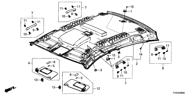 2020 Honda Accord Sunvisor Assembly, Passenger Side (Deep Black) (Mirror) Diagram for 83230-TVA-A01ZA