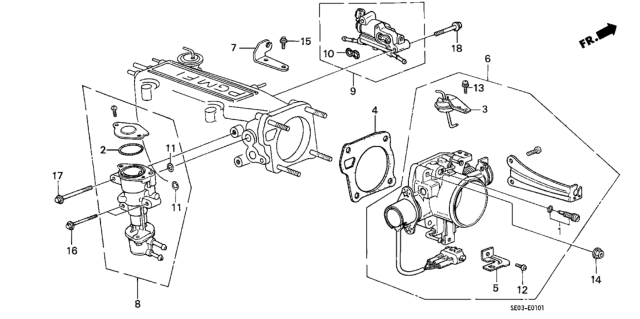 1986 Honda Accord Gasket, Throttle Body Diagram for 16176-PH3-000