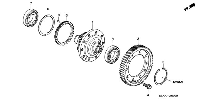 2002 Honda Civic AT Differential Diagram