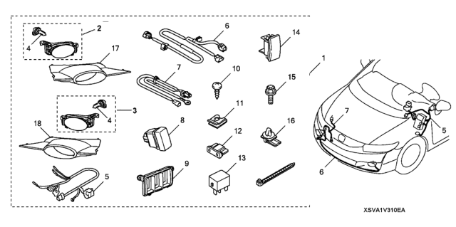 2010 Honda Civic 2 Door EX (NAVIGATION) KA 5MT Foglight Kit Diagram