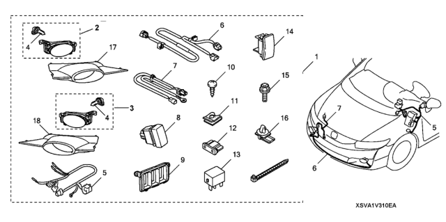 2011 Honda Civic Foglight Unit, Passenger Side Diagram for 33901-SVA-A51