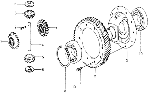 1977 Honda Accord 3 Door STD KH 5MT MT Differential Gear Diagram