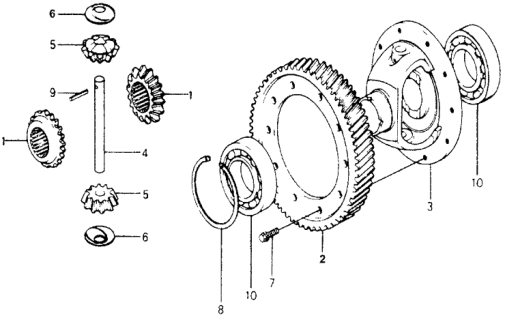 1977 Honda Accord MT Differential Gear Diagram