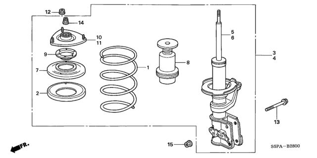 2005 Honda Civic Front Shock Absorber Diagram