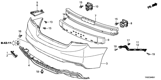 2014 Honda Civic 4 Door SI (HPT) KA 6MT Rear Bumper Diagram