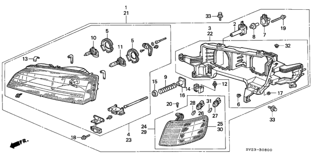 1994 Honda Accord 2 Door EX KA 5MT Headlight Diagram