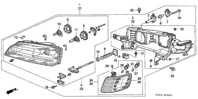 1997 Honda Accord Housing, L. Diagram for 33152-SV4-A01