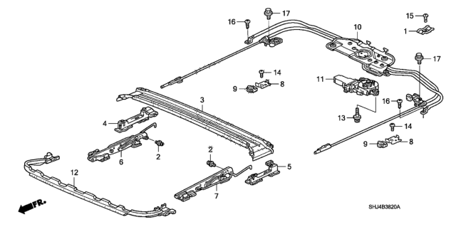 2006 Honda Odyssey 5 Door EXL-T (NAVIGATION) KA 5AT Roof Slide Components Diagram