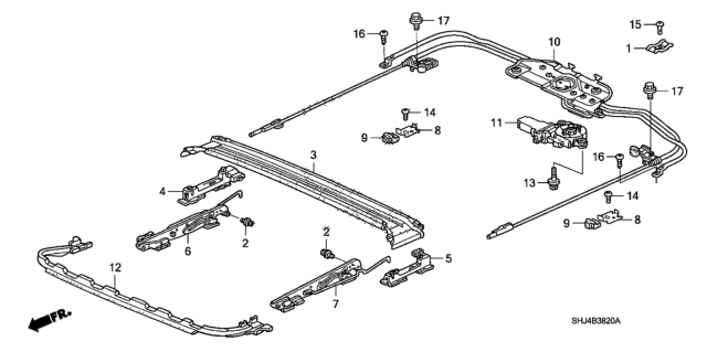 2006 Honda Odyssey Link, R. Sunroof Diagram for 70300-SHJ-A41