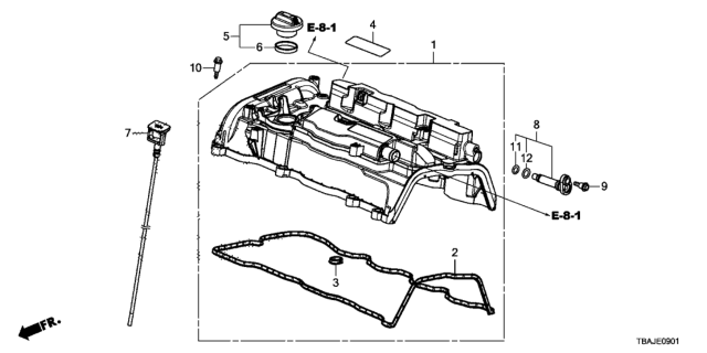 2018 Honda Civic Cylinder Head Cover (2.0L) Diagram