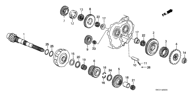 1989 Honda Civic Selector, Reverse Gear Diagram for 23565-PP6-010