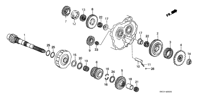 1989 Honda Civic Gear, Countershaft Low Diagram for 23421-PL4-000