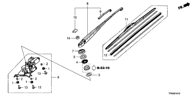 2011 Honda Crosstour Arm, Rear Wiper Diagram for 76720-TP6-A01