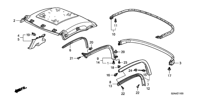 2009 Honda S2000 Roof Lining (Accessory Hardtop) Diagram