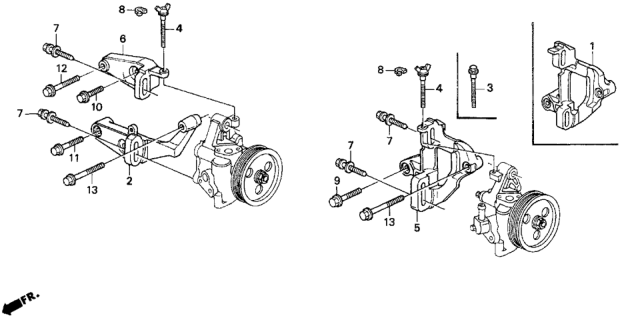 1996 Honda Del Sol Bracket, Power Steering Pump Diagram for 56997-P76-000