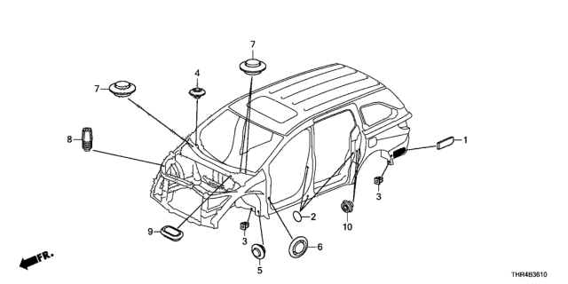 2019 Honda Odyssey Grommet (Front) Diagram