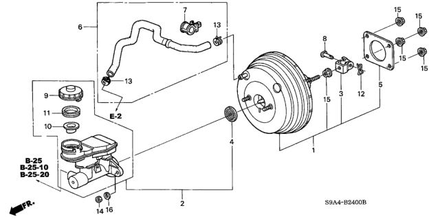 2002 Honda CR-V Brake Master Cylinder  - Master Power Diagram