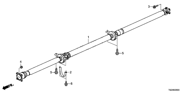 2017 Honda Ridgeline 4 Door RTL (AWD) KA 6AT Propeller Shaft Diagram