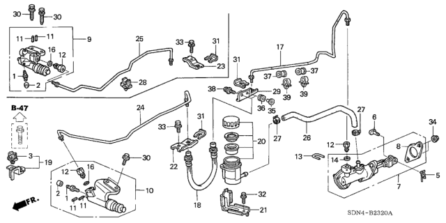 2004 Honda Accord Clamp, Clutch Pipe Diagram for 46977-SDP-A01