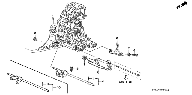 1999 Honda Civic 4 Door GX (ABS) KA 4AT AT Shift Shaft Diagram