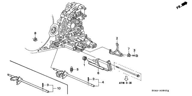 2000 Honda Civic AT Shift Shaft Diagram