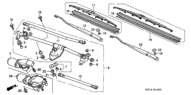 2005 Honda Pilot Arm, Windshield Wiper (Driver Side) Diagram for 76600-S9V-A01