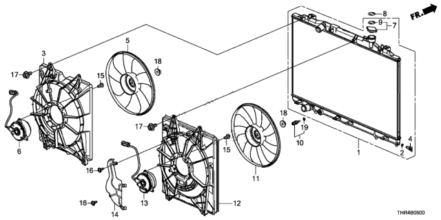 2022 Honda Odyssey Cover, Fan Motor Diagram for 38619-5MR-A01