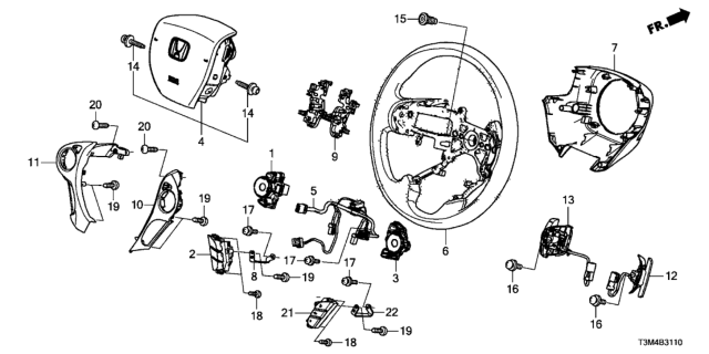 2017 Honda Accord Sw Assy,Audio Remote Diagram for 35880-T2A-A02