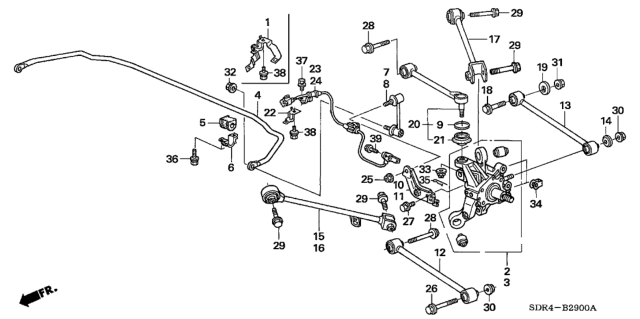 2006 Honda Accord Hybrid Spring, Rear Stabilizer Diagram for 52300-SDR-A01