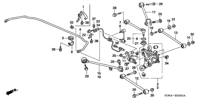 2006 Honda Accord Hybrid Arm Assembly, Rear (Upper) Diagram for 52390-SDR-003