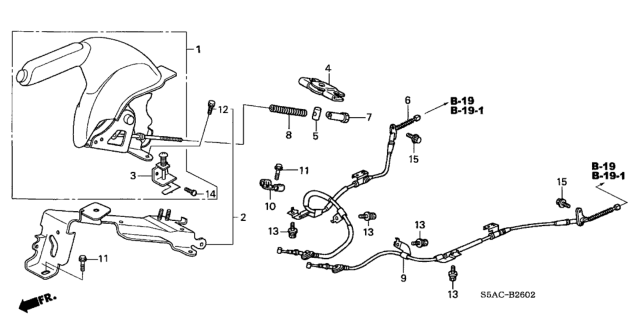 2005 Honda Civic Wire B, Driver Side Parking Brake Diagram for 47560-S5W-L01