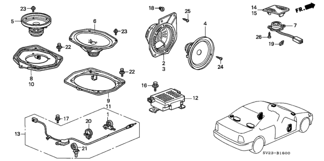 1994 Honda Accord Radio Antenna - Speaker Diagram