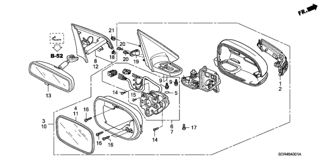 2006 Honda Accord Hybrid Garnish, R. Door Mirror (R.C.) Diagram for 76220-SDA-A11