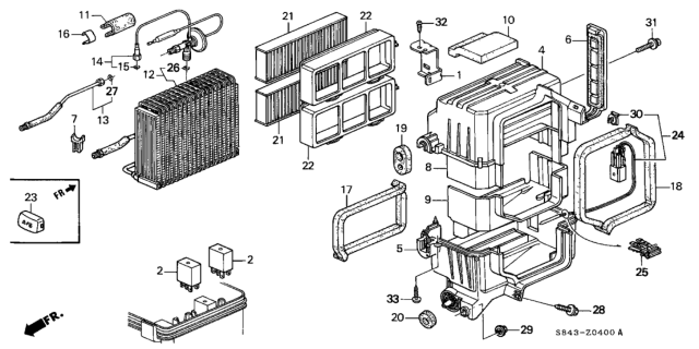 1998 Honda Accord Element, Filter Diagram for 80291-S84-A01