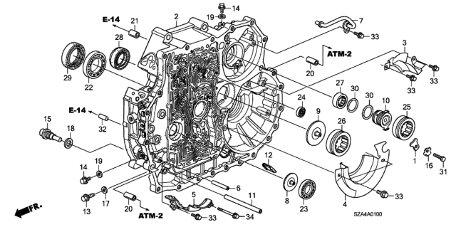 2012 Honda Pilot 5 Door LX (2WD) KA 5AT AT Torque Converter Case Diagram