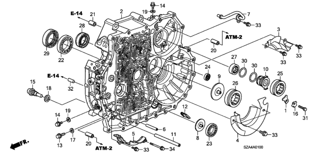 2012 Honda Pilot AT Torque Converter Case Diagram